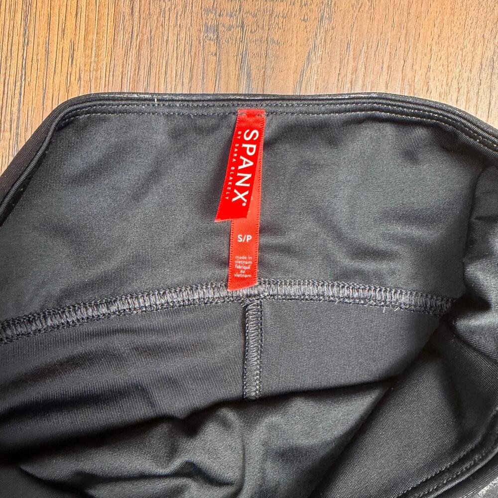 Spanx SMALL black faux leather leggings pants full length pull-on slimming - Picture 5 of 14